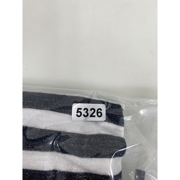 Talbots Shirt Womens Large Black White Striped Ruffle Sleeve Metallic Tee Top - Picture 11 of 12